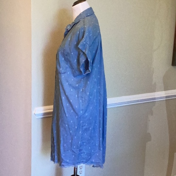 Thread+Supply lyocell blue chambray cap sleeve button front tunic dress size L - Picture 4 of 12